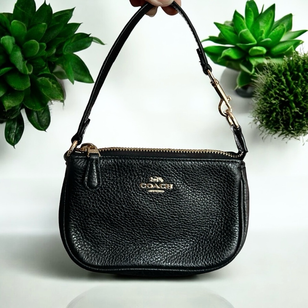COACH Nolita Black Pebbled Leather Micro Mini Convertible Bag Wristlet 6386